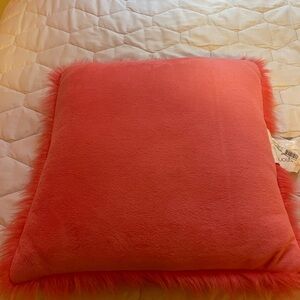 Pink Furry Throw Pillow